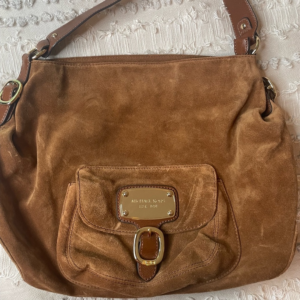 Micheal Kors brown suede shoulder bag